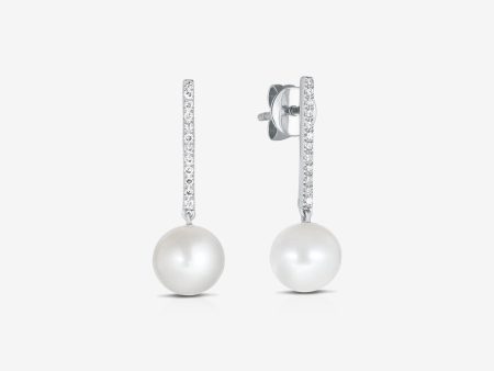 Diamond + Pearl Drop Earrings Cheap